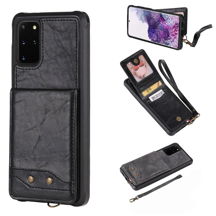 For Galaxy S20+ Vertical Flip Shockproof Leather Protective Case with Short Rope, Support Card Slots & Bracket & Photo Holder & Wallet Function