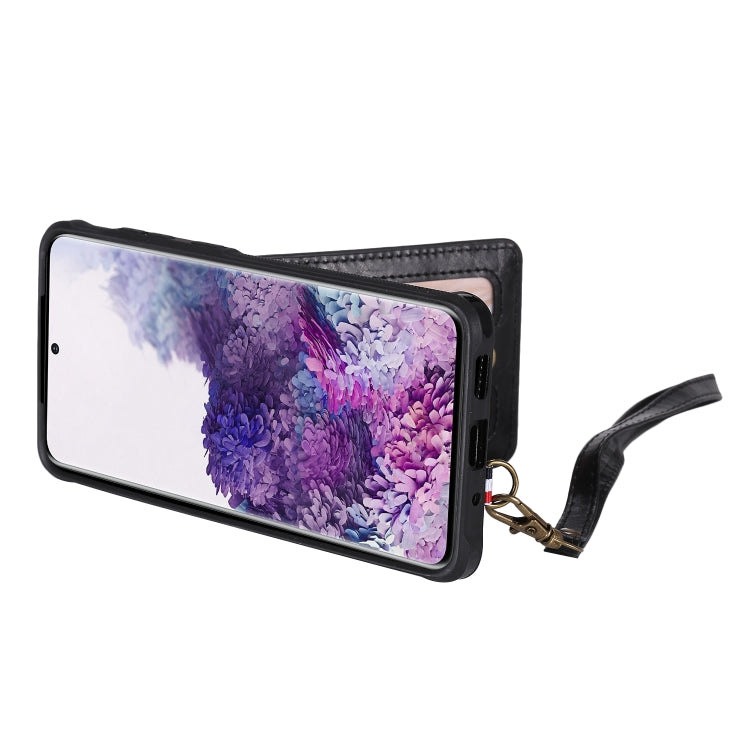 For Galaxy S20+ Vertical Flip Shockproof Leather Protective Case with Short Rope, Support Card Slots & Bracket & Photo Holder & Wallet Function