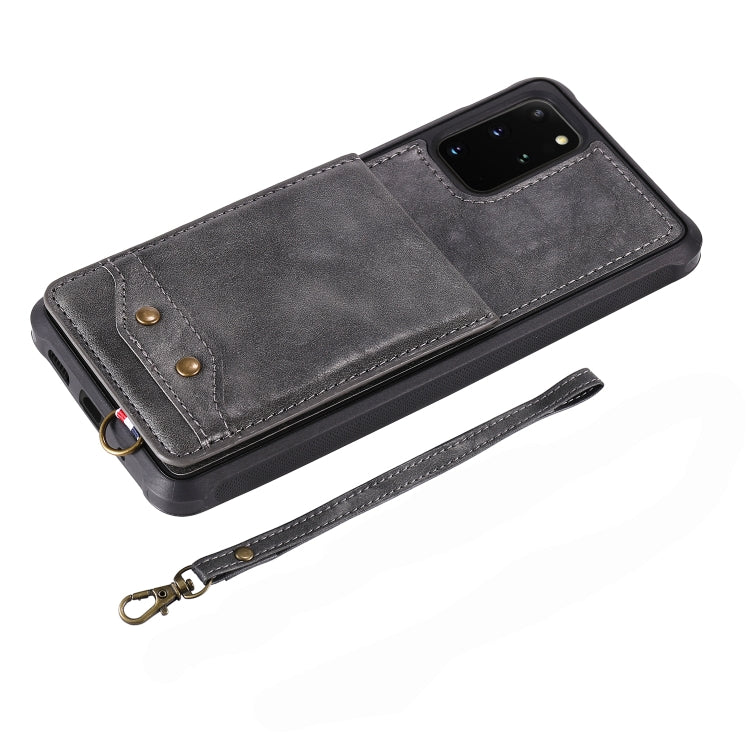 For Galaxy S20+ Vertical Flip Shockproof Leather Protective Case with Short Rope, Support Card Slots & Bracket & Photo Holder & Wallet Function