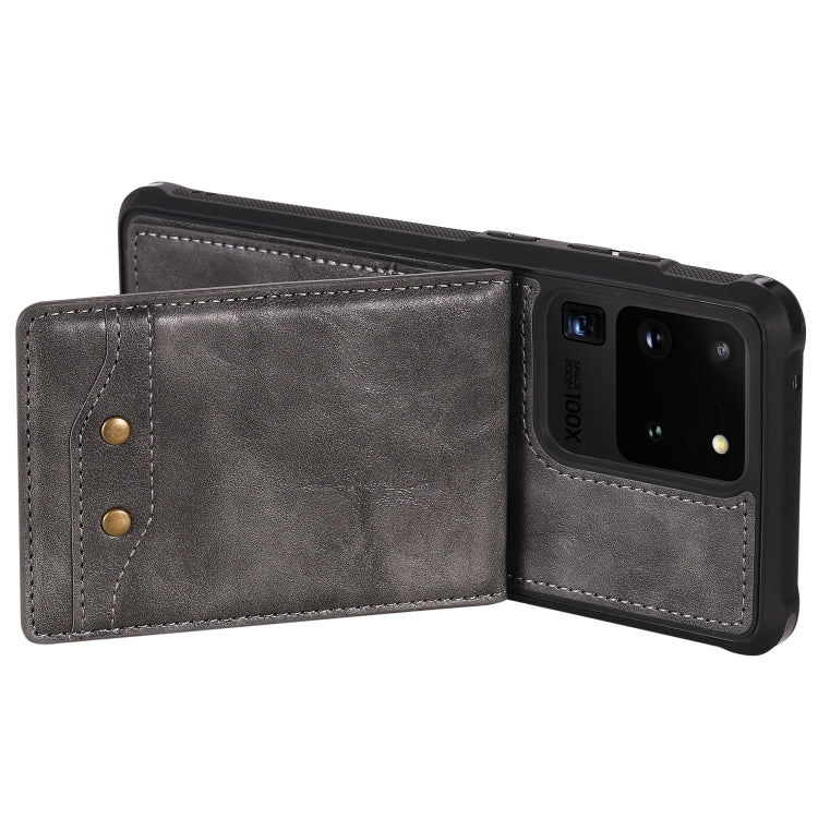 For Galaxy S20 Ultra Vertical Flip Shockproof Leather Protective Case with Short Rope, Support Card Slots & Bracket & Photo Holder & Wallet Function