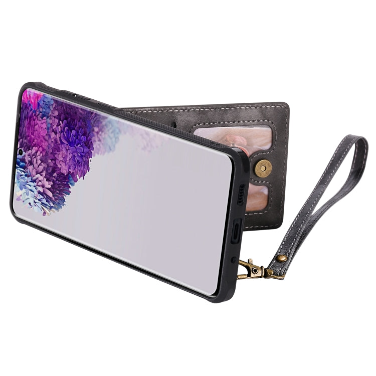 For Galaxy S20 Ultra Vertical Flip Shockproof Leather Protective Case with Short Rope, Support Card Slots & Bracket & Photo Holder & Wallet Function