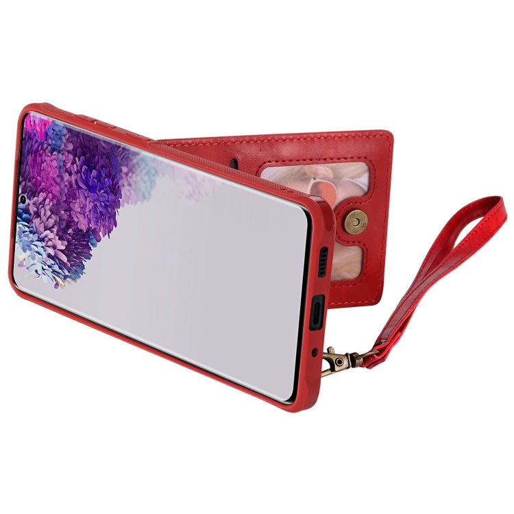 For Galaxy S20 Ultra Vertical Flip Shockproof Leather Protective Case with Short Rope, Support Card Slots & Bracket & Photo Holder & Wallet Function