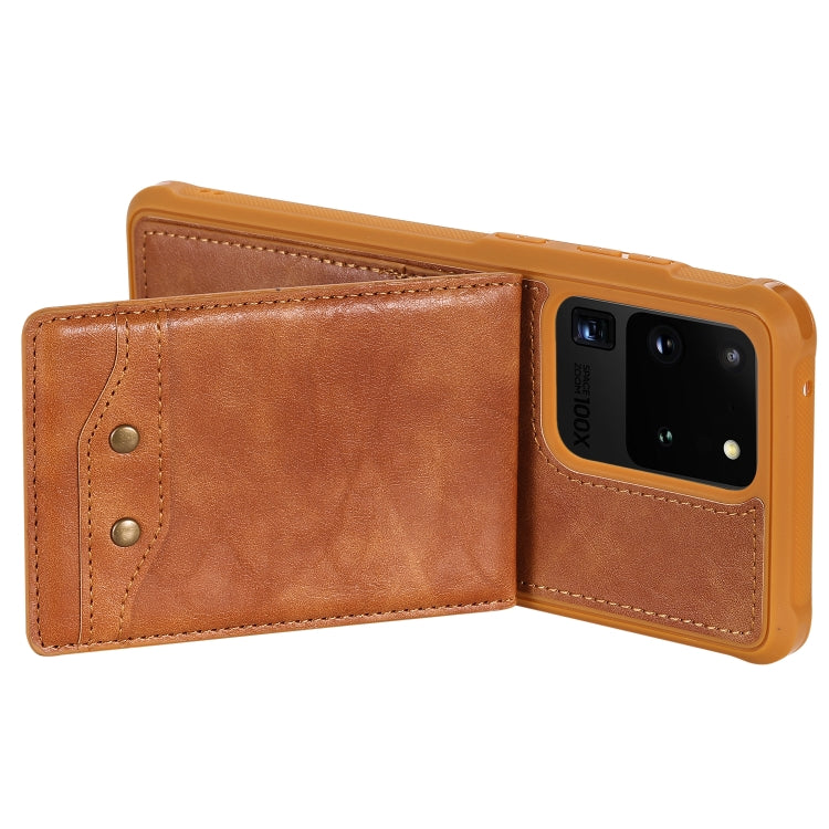 For Galaxy S20 Ultra Vertical Flip Shockproof Leather Protective Case with Short Rope, Support Card Slots & Bracket & Photo Holder & Wallet Function
