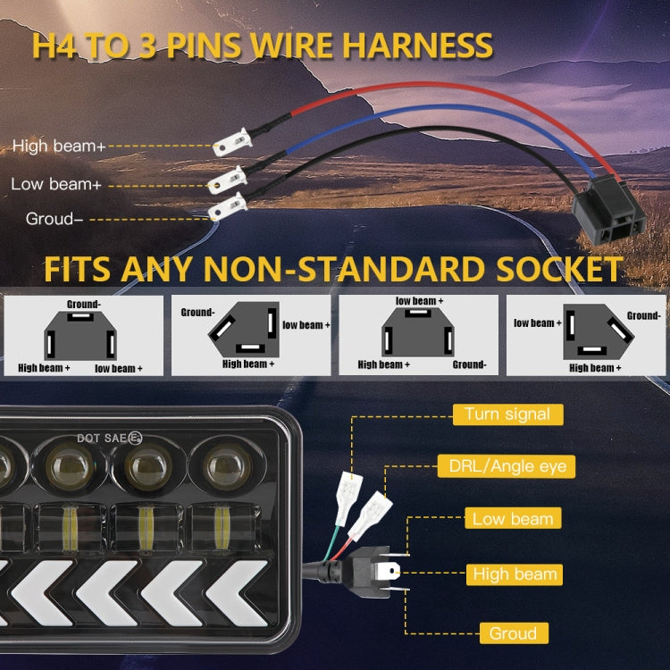 1 Pair 5 inch Square Fishbone Running Water Turn Signal Light