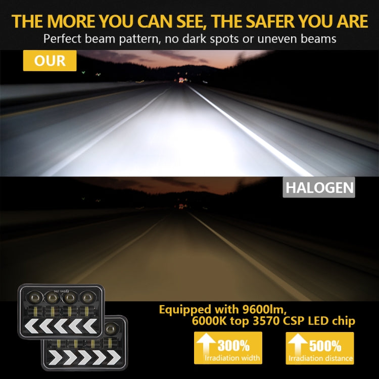 1 Pair 5 inch Square Fishbone Running Water Turn Signal Light