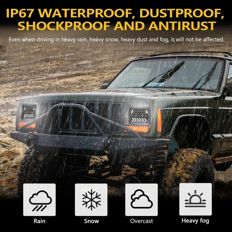 1 Pair 7 inch Square Fishbone Running Water Turn Signal Light