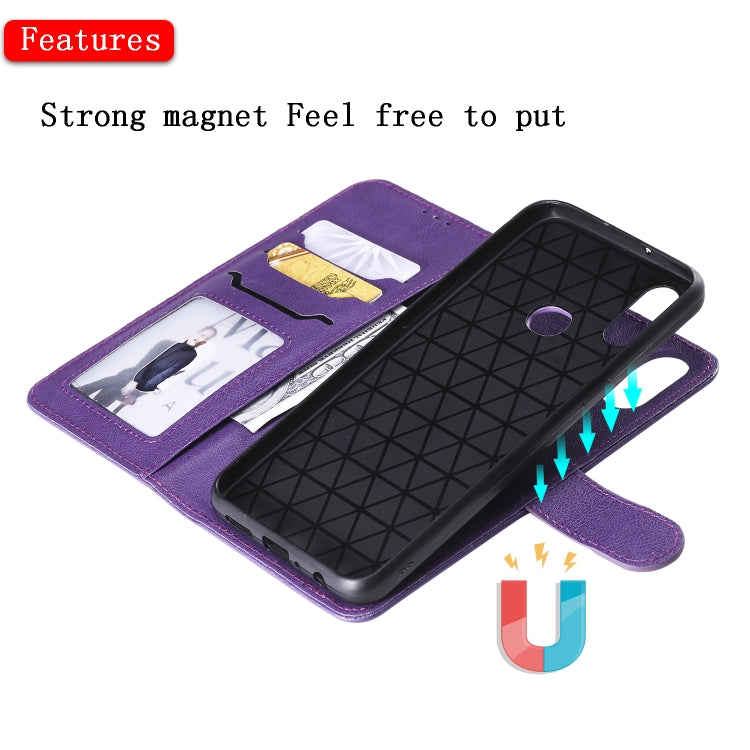 For Galaxy A10s 2 in 1 Solid Color Detachable PU Leather Case with Card Slots & Magnetic Holder & Photo Frame & Wallet & Strap