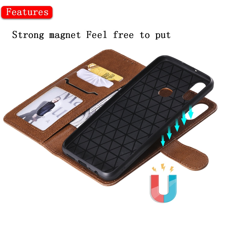 For Galaxy A10s 2 in 1 Solid Color Detachable PU Leather Case with Card Slots & Magnetic Holder & Photo Frame & Wallet & Strap