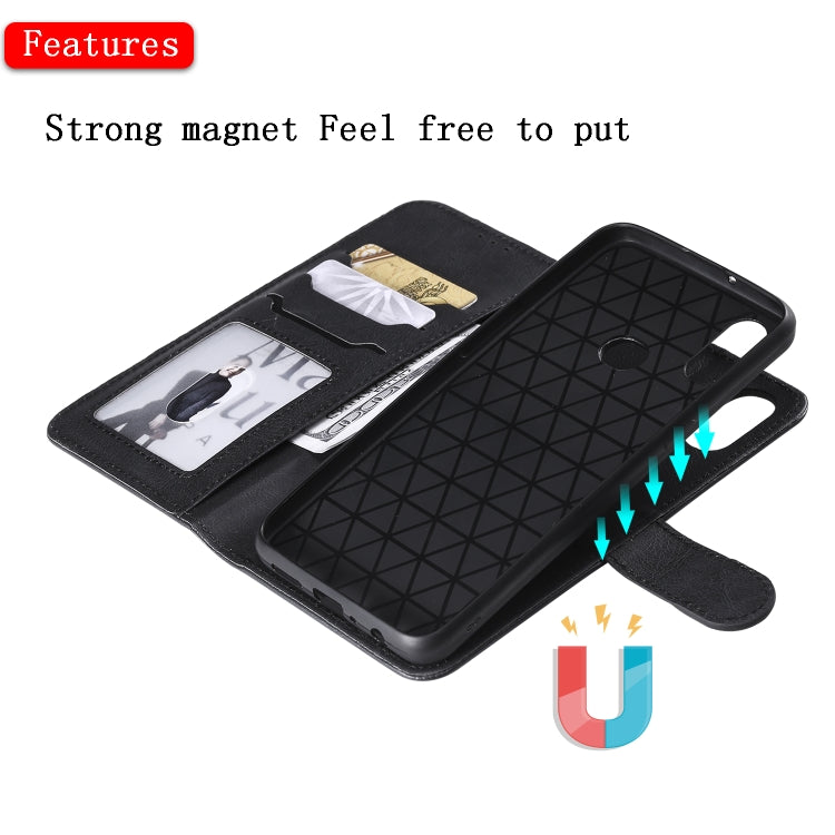 For Galaxy A10s 2 in 1 Solid Color Detachable PU Leather Case with Card Slots & Magnetic Holder & Photo Frame & Wallet & Strap