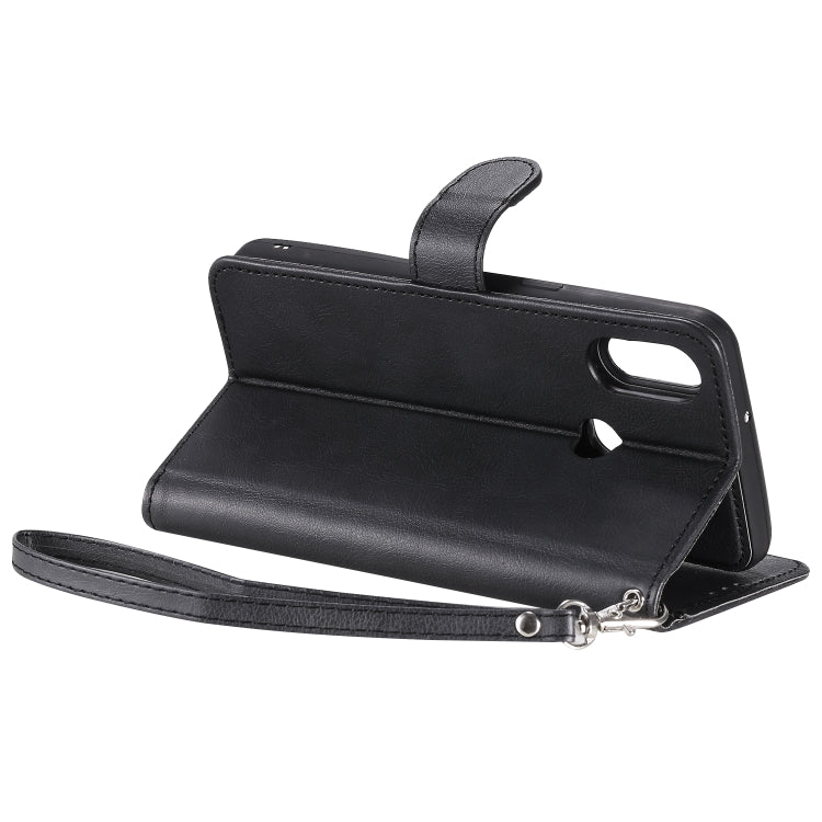 For Galaxy A10s 2 in 1 Solid Color Detachable PU Leather Case with Card Slots & Magnetic Holder & Photo Frame & Wallet & Strap