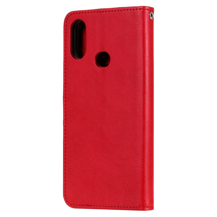 For Galaxy A10s 2 in 1 Solid Color Detachable PU Leather Case with Card Slots & Magnetic Holder & Photo Frame & Wallet & Strap