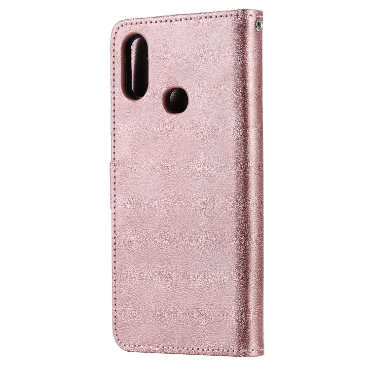 For Galaxy A10s 2 in 1 Solid Color Detachable PU Leather Case with Card Slots & Magnetic Holder & Photo Frame & Wallet & Strap