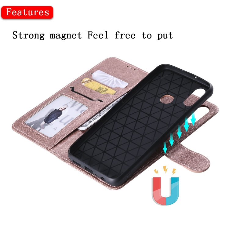 For Galaxy A10s 2 in 1 Solid Color Detachable PU Leather Case with Card Slots & Magnetic Holder & Photo Frame & Wallet & Strap