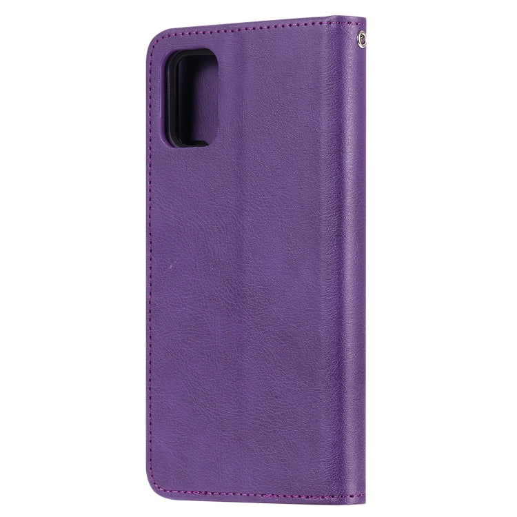 For Galaxy A51 2 in 1 Solid Color Detachable PU Leather Case with Card Slots & Magnetic Holder & Photo Frame & Wallet & Strap
