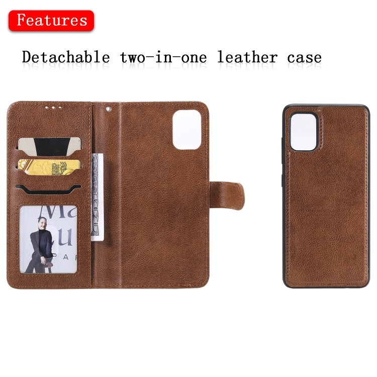 For Galaxy A51 2 in 1 Solid Color Detachable PU Leather Case with Card Slots & Magnetic Holder & Photo Frame & Wallet & Strap
