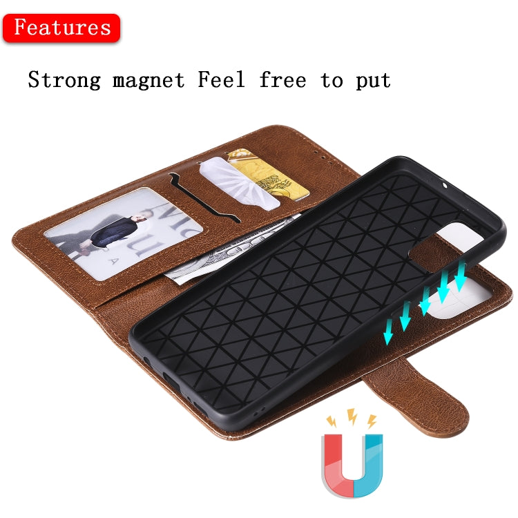 For Galaxy A51 2 in 1 Solid Color Detachable PU Leather Case with Card Slots & Magnetic Holder & Photo Frame & Wallet & Strap