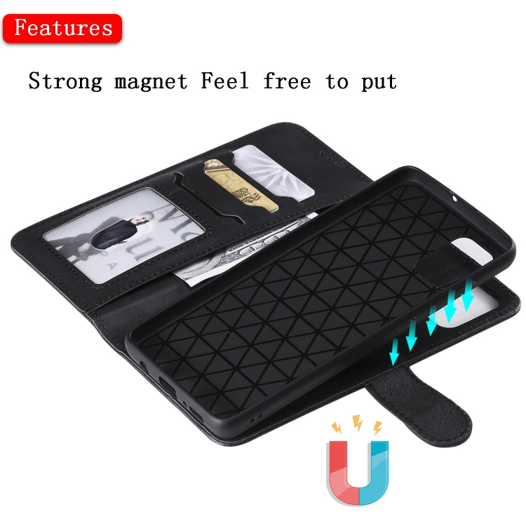 For Galaxy A51 2 in 1 Solid Color Detachable PU Leather Case with Card Slots & Magnetic Holder & Photo Frame & Wallet & Strap