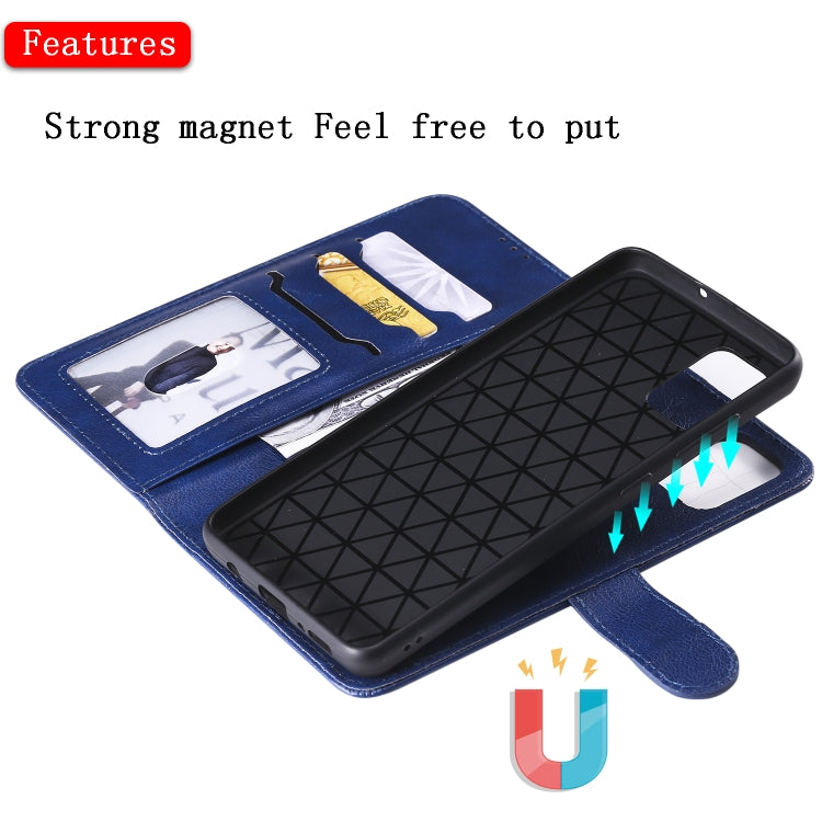 For Galaxy A51 2 in 1 Solid Color Detachable PU Leather Case with Card Slots & Magnetic Holder & Photo Frame & Wallet & Strap