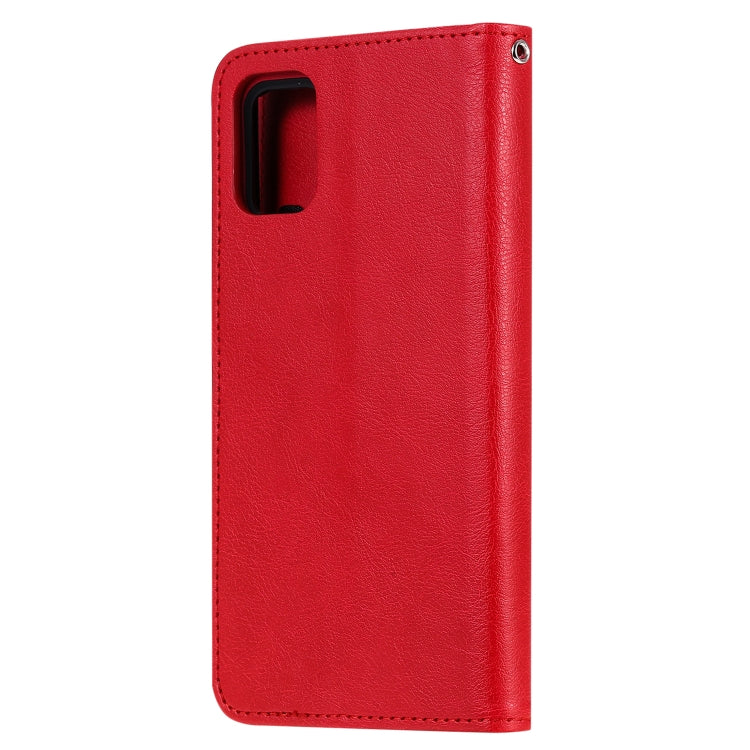 For Galaxy A51 2 in 1 Solid Color Detachable PU Leather Case with Card Slots & Magnetic Holder & Photo Frame & Wallet & Strap