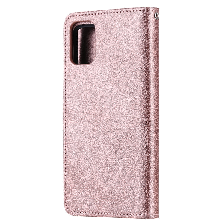 For Galaxy A51 2 in 1 Solid Color Detachable PU Leather Case with Card Slots & Magnetic Holder & Photo Frame & Wallet & Strap