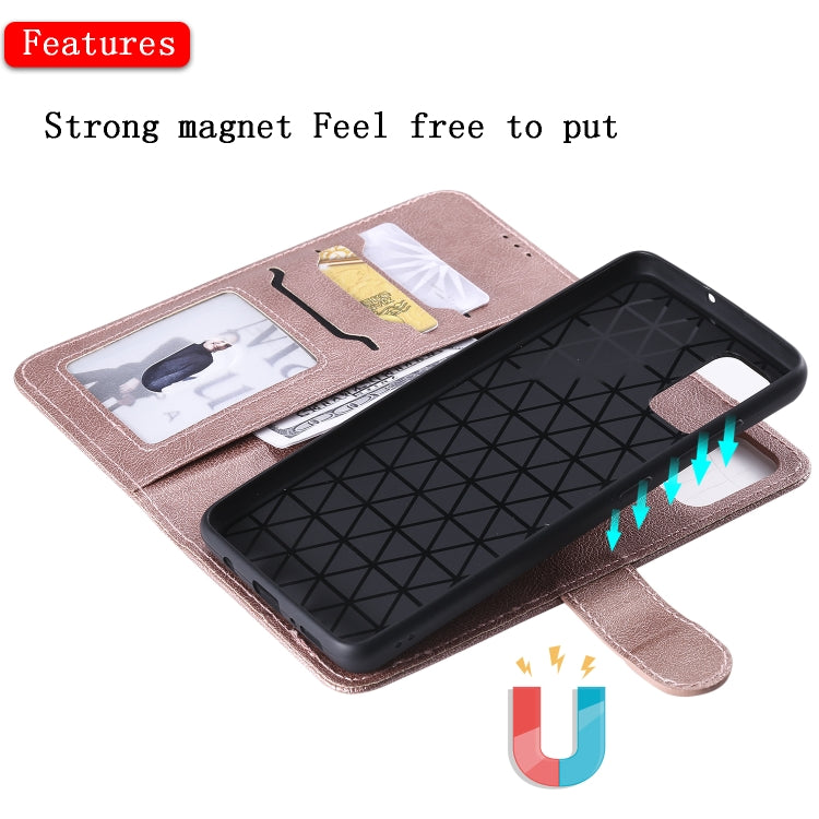 For Galaxy A51 2 in 1 Solid Color Detachable PU Leather Case with Card Slots & Magnetic Holder & Photo Frame & Wallet & Strap