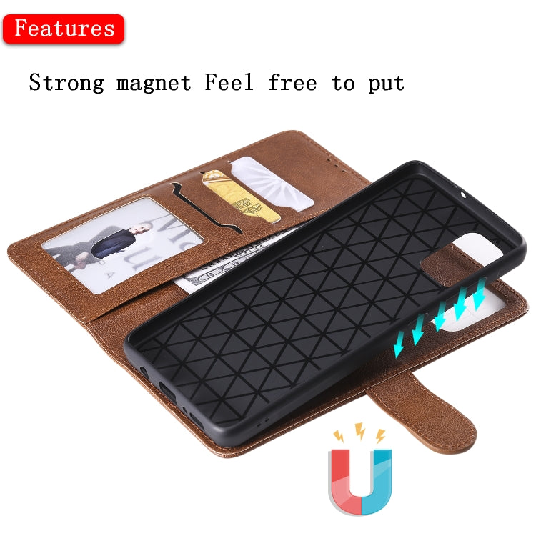 For Galaxy A71 2 in 1 Solid Color Detachable PU Leather Case with Card Slots & Magnetic Holder & Photo Frame & Wallet & Strap