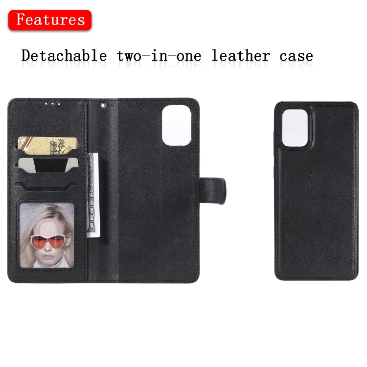 For Galaxy A71 2 in 1 Solid Color Detachable PU Leather Case with Card Slots & Magnetic Holder & Photo Frame & Wallet & Strap