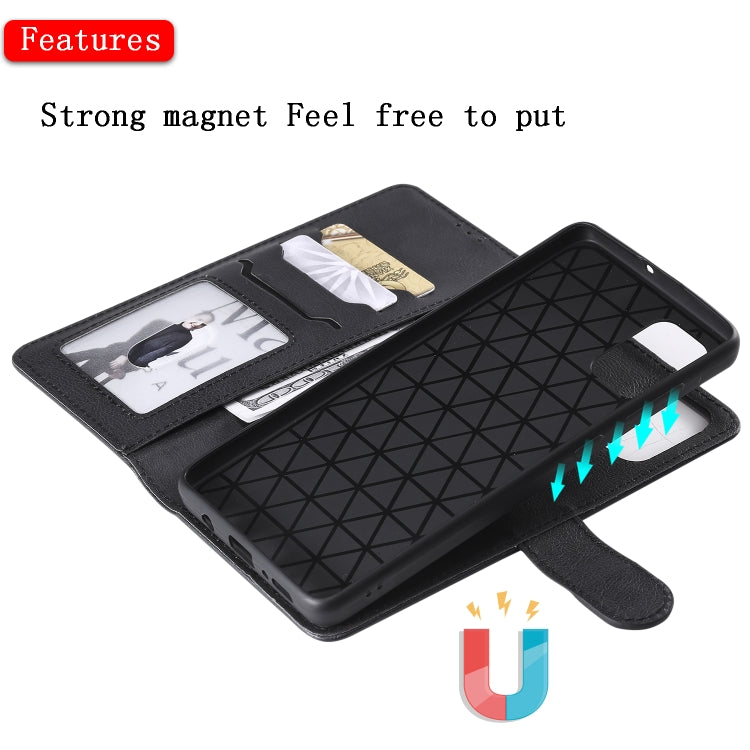 For Galaxy A71 2 in 1 Solid Color Detachable PU Leather Case with Card Slots & Magnetic Holder & Photo Frame & Wallet & Strap