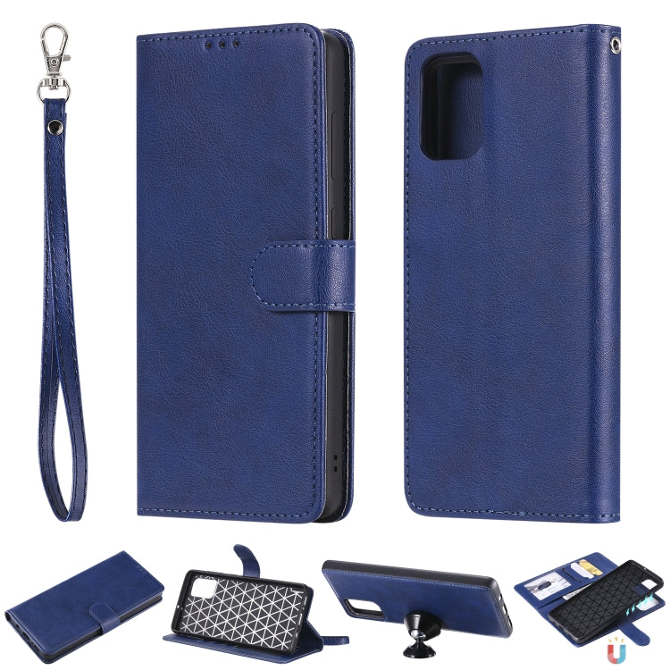 For Galaxy A71 2 in 1 Solid Color Detachable PU Leather Case with Card Slots & Magnetic Holder & Photo Frame & Wallet & Strap