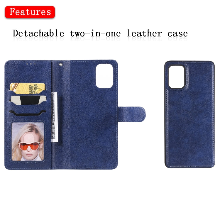 For Galaxy A71 2 in 1 Solid Color Detachable PU Leather Case with Card Slots & Magnetic Holder & Photo Frame & Wallet & Strap