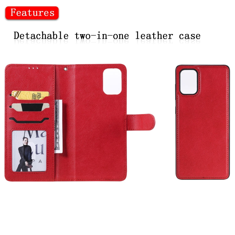 For Galaxy A71 2 in 1 Solid Color Detachable PU Leather Case with Card Slots & Magnetic Holder & Photo Frame & Wallet & Strap