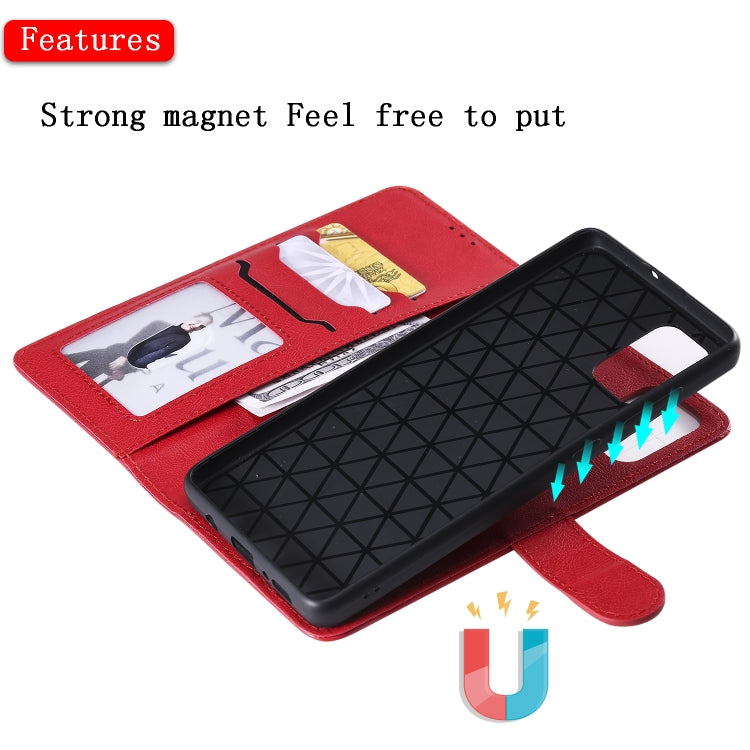 For Galaxy A71 2 in 1 Solid Color Detachable PU Leather Case with Card Slots & Magnetic Holder & Photo Frame & Wallet & Strap