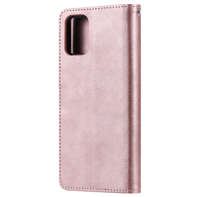 For Galaxy A71 2 in 1 Solid Color Detachable PU Leather Case with Card Slots & Magnetic Holder & Photo Frame & Wallet & Strap