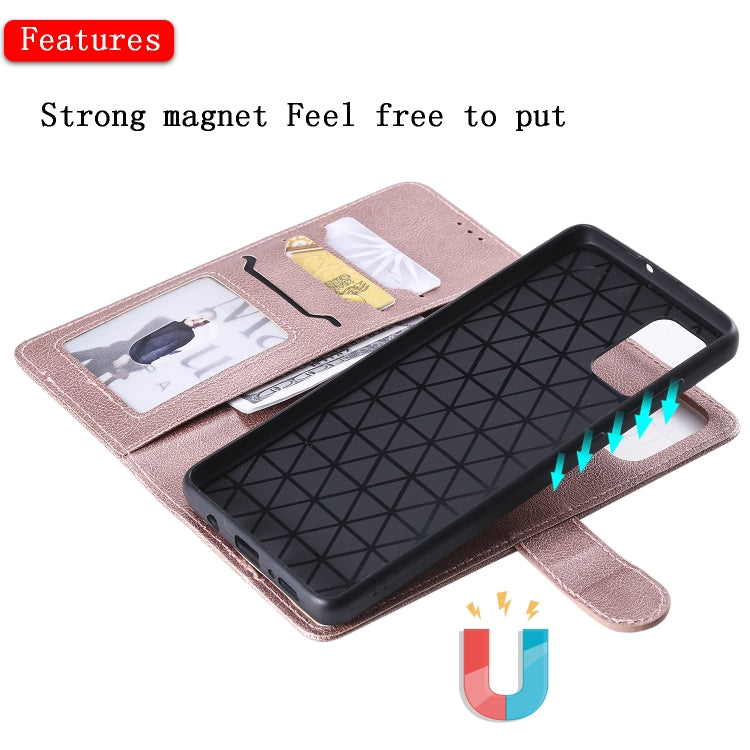 For Galaxy A71 2 in 1 Solid Color Detachable PU Leather Case with Card Slots & Magnetic Holder & Photo Frame & Wallet & Strap