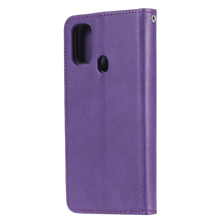 For Galaxy M30s 2 in 1 Solid Color Detachable PU Leather Case with Card Slots & Magnetic Holder & Photo Frame & Wallet & Strap