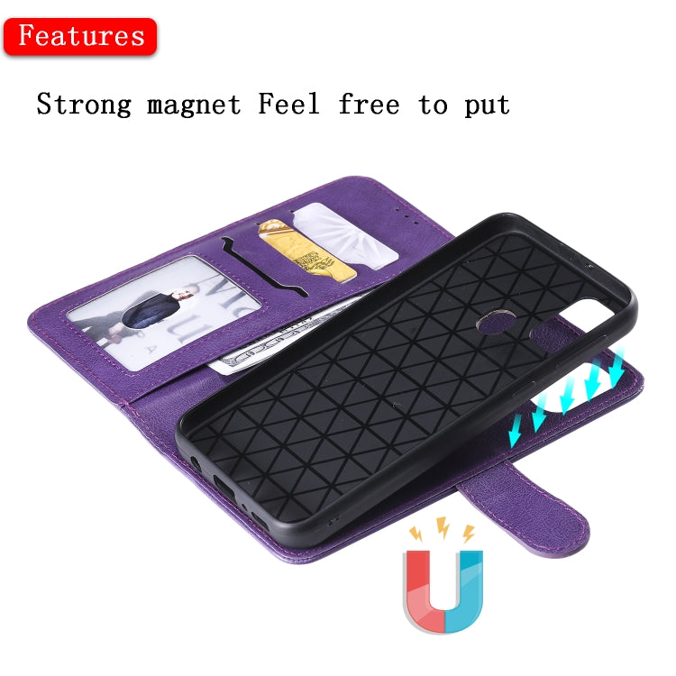 For Galaxy M30s 2 in 1 Solid Color Detachable PU Leather Case with Card Slots & Magnetic Holder & Photo Frame & Wallet & Strap