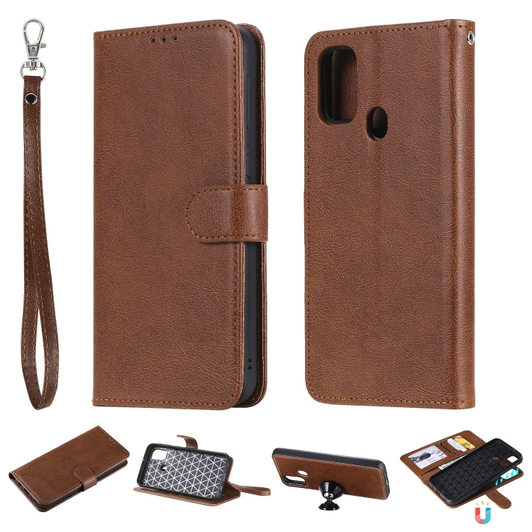 For Galaxy M30s 2 in 1 Solid Color Detachable PU Leather Case with Card Slots & Magnetic Holder & Photo Frame & Wallet & Strap