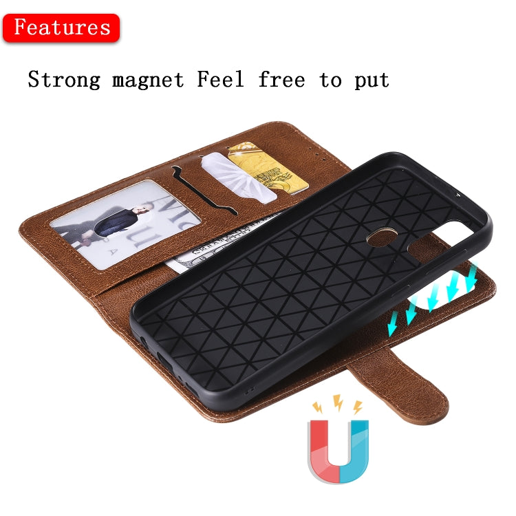 For Galaxy M30s 2 in 1 Solid Color Detachable PU Leather Case with Card Slots & Magnetic Holder & Photo Frame & Wallet & Strap