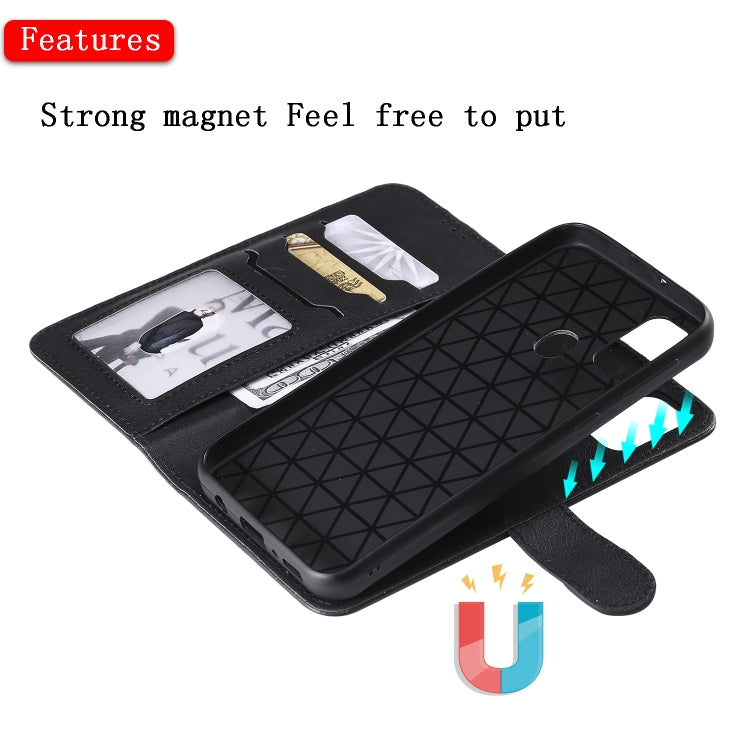 For Galaxy M30s 2 in 1 Solid Color Detachable PU Leather Case with Card Slots & Magnetic Holder & Photo Frame & Wallet & Strap