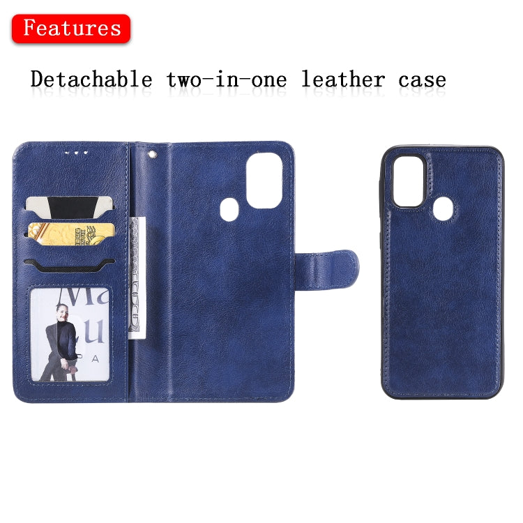 For Galaxy M30s 2 in 1 Solid Color Detachable PU Leather Case with Card Slots & Magnetic Holder & Photo Frame & Wallet & Strap
