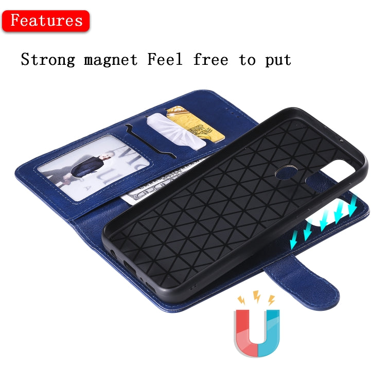 For Galaxy M30s 2 in 1 Solid Color Detachable PU Leather Case with Card Slots & Magnetic Holder & Photo Frame & Wallet & Strap