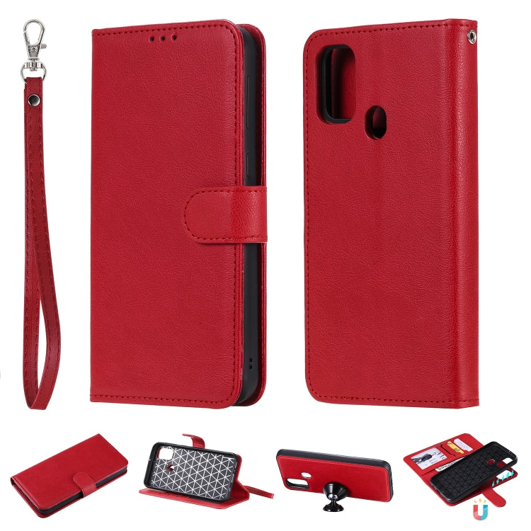 For Galaxy M30s 2 in 1 Solid Color Detachable PU Leather Case with Card Slots & Magnetic Holder & Photo Frame & Wallet & Strap