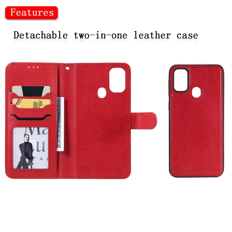 For Galaxy M30s 2 in 1 Solid Color Detachable PU Leather Case with Card Slots & Magnetic Holder & Photo Frame & Wallet & Strap