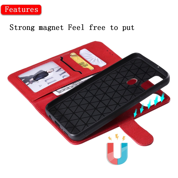 For Galaxy M30s 2 in 1 Solid Color Detachable PU Leather Case with Card Slots & Magnetic Holder & Photo Frame & Wallet & Strap