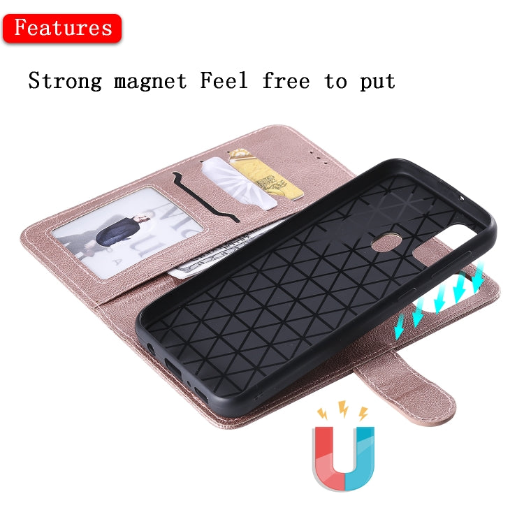 For Galaxy M30s 2 in 1 Solid Color Detachable PU Leather Case with Card Slots & Magnetic Holder & Photo Frame & Wallet & Strap