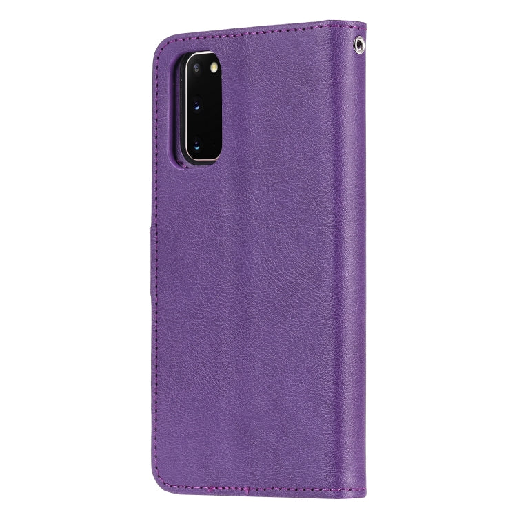 For Galaxy S20 2 in 1 Solid Color Detachable PU Leather Case with Card Slots & Magnetic Holder & Photo Frame & Wallet & Strap