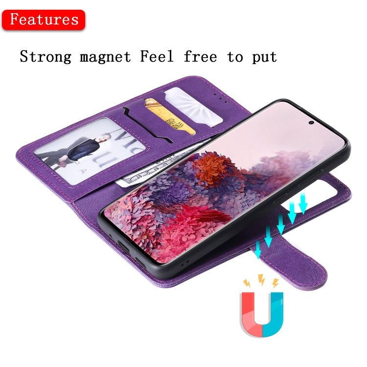 For Galaxy S20 2 in 1 Solid Color Detachable PU Leather Case with Card Slots & Magnetic Holder & Photo Frame & Wallet & Strap