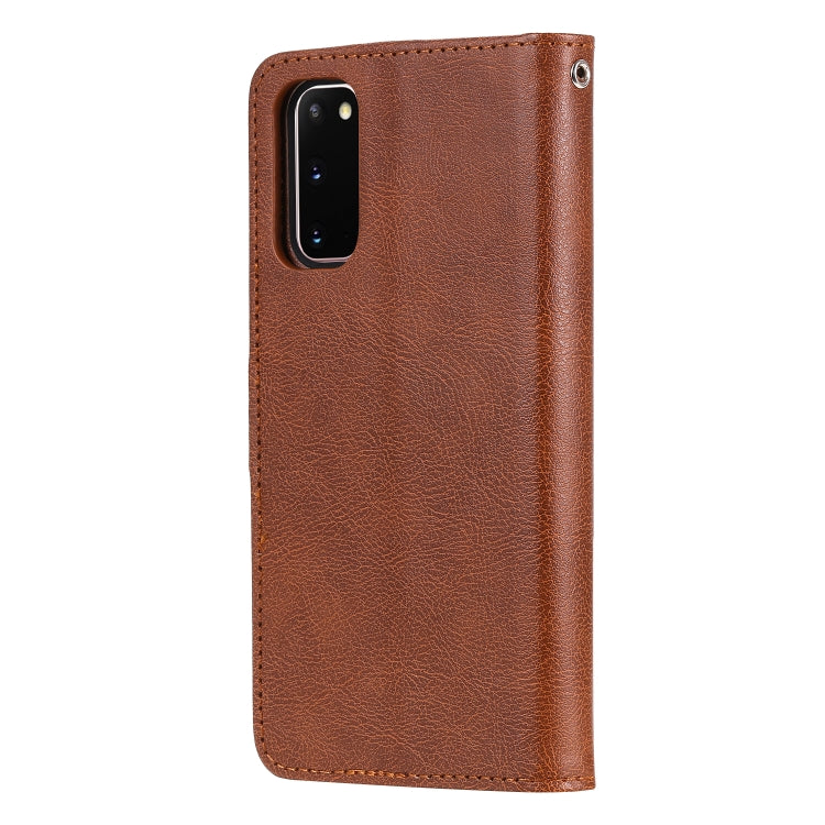 For Galaxy S20 2 in 1 Solid Color Detachable PU Leather Case with Card Slots & Magnetic Holder & Photo Frame & Wallet & Strap