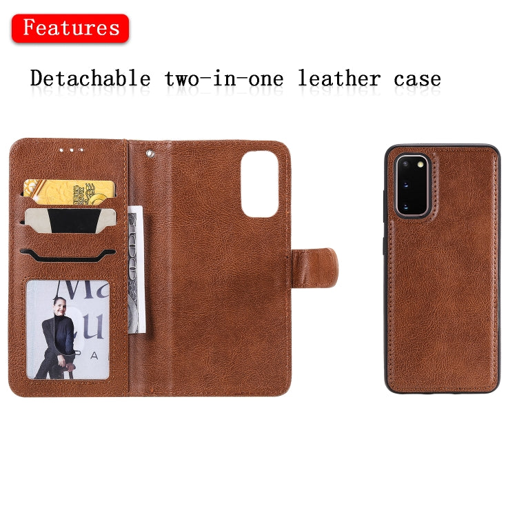For Galaxy S20 2 in 1 Solid Color Detachable PU Leather Case with Card Slots & Magnetic Holder & Photo Frame & Wallet & Strap