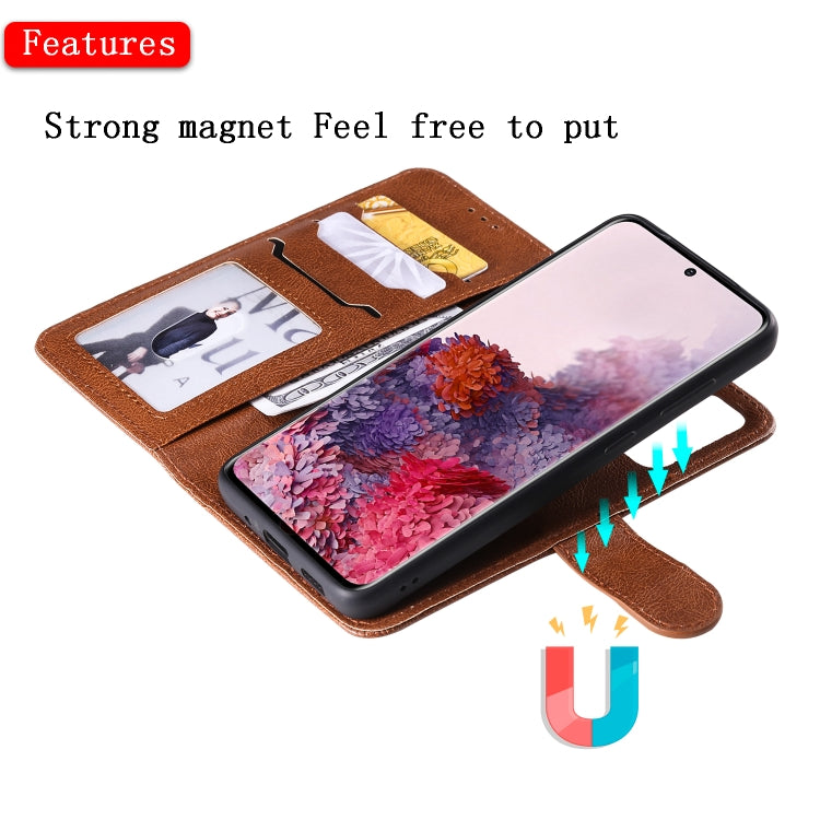 For Galaxy S20 2 in 1 Solid Color Detachable PU Leather Case with Card Slots & Magnetic Holder & Photo Frame & Wallet & Strap